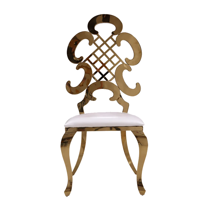 Gold Stackable Hollow Wire Hotel Restaurant Wedding Event Padded Wholesale Banquet Chairs