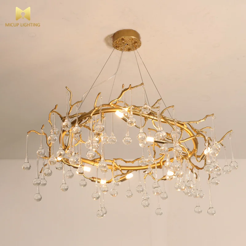 Postmodern Crystal Lighting Luxury Minimalist Modern Luxury Round Personalized Tree Branch Crystal Chandelier For Living Room