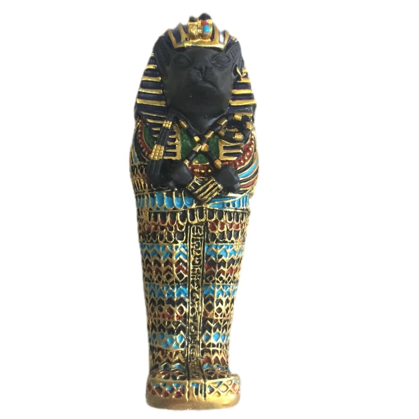 Egyptian Cat Bastet God Sarcophagus Mummy Sculpture Figurine for Art Gifts or Collections