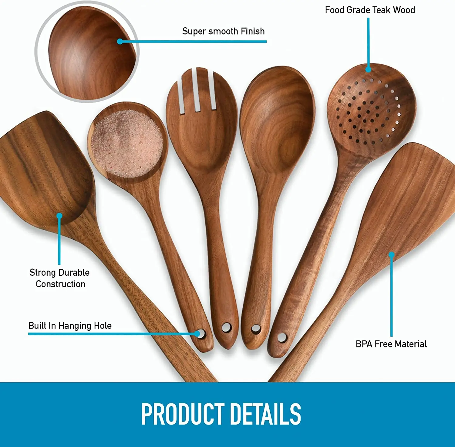 Natural Wood Utensils Kitchen Ware Cooking Utensils Set Spoons And Spatulas Wooden Spoons For Cooking Salad Fork