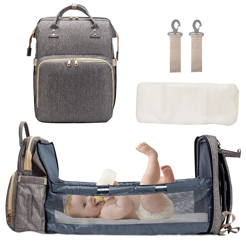 
Baby Diaper Bag Backpack with Changing Station Bassinet Bed Mat Diaper Bag 