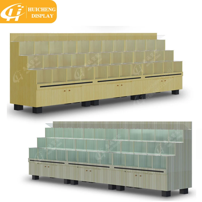 Customized wooden display shelf wooden Dried Fruit Display Stand with acrylic boxes dried fruit display rack