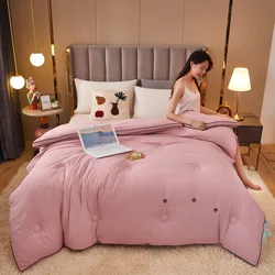 Стеганое одеяло из соевой шерсти с вышивкой, утолщенное стеганое одеяло из 100% хлопка для взрослых на все сезоны