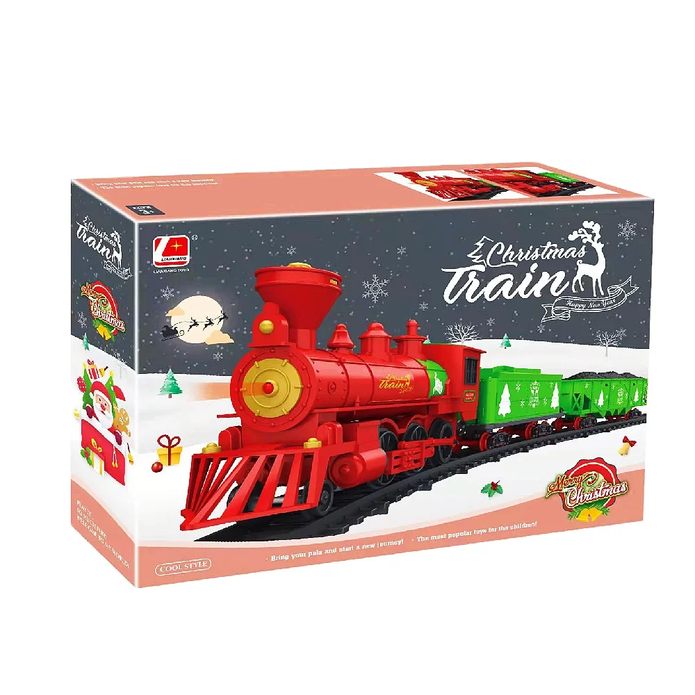 Christmas Retro Thomas Electric Track Unisex Kids Slot Car Racing Set Educational Plastic Railway Train Parking Lot
