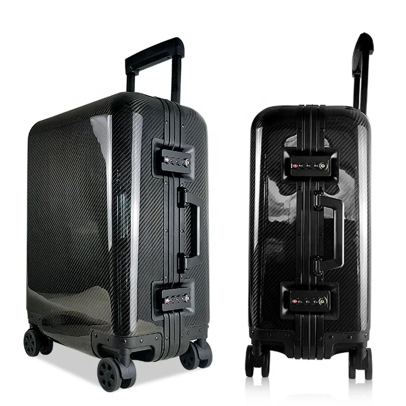 military level hard case carbon fiber suitcase carry on luggage bag for travel