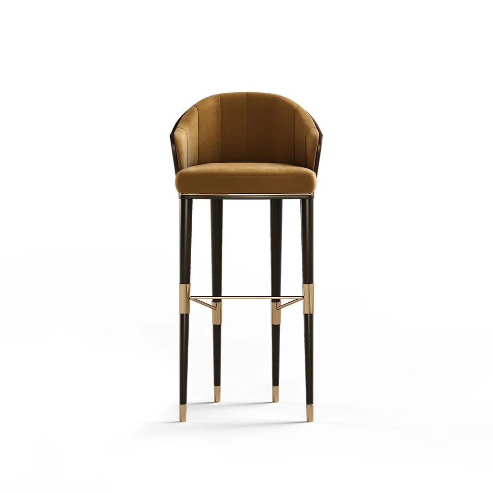 Italian designers light luxury solid wood bar stools modern bar furniture modern hotel bar chairs customized high footed stools