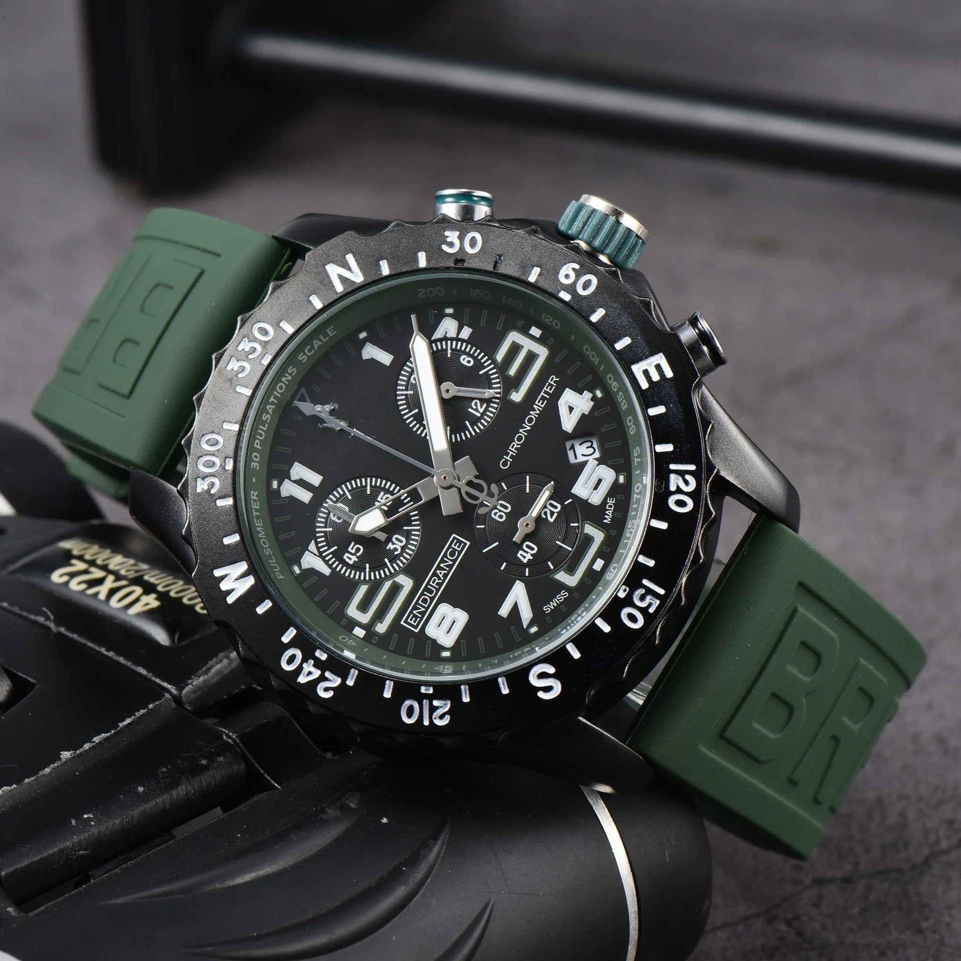 2024 Top Brand Luxury Watch Man Quartz Multi-function Chronograph Rubber Sport Wristwatch Reloj Militar