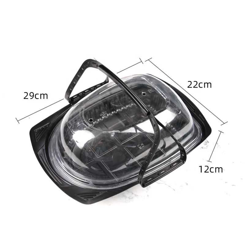 custom Made Rotisserie Chicken Carrier Takeaway Packaging Box Plastic Roast Chicken Container with PET/OPS Lid