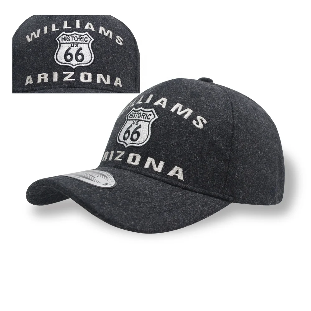 High Quality 6 Panel Wool Baseball Cap Custom Felt Logo Adjustable Winter Cap