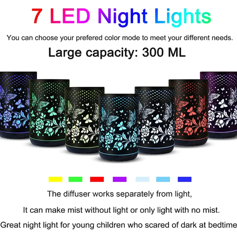 Flower Butterfly Metal Oils Aroma Diffuser, Fragrance Essential Oils Stone Cool Mist Metal Humidifier