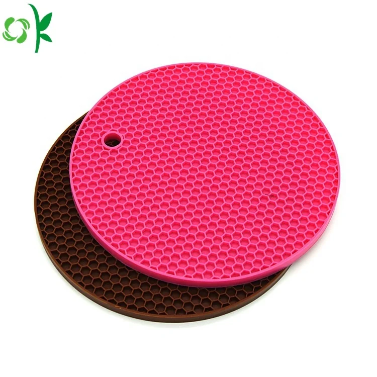 OKSILICONE Heat Resistant Silicone Honeycomb Insulation Pads Mat Round Kitchen Waterproof Silicone Mat Cup Glue Heat Pad