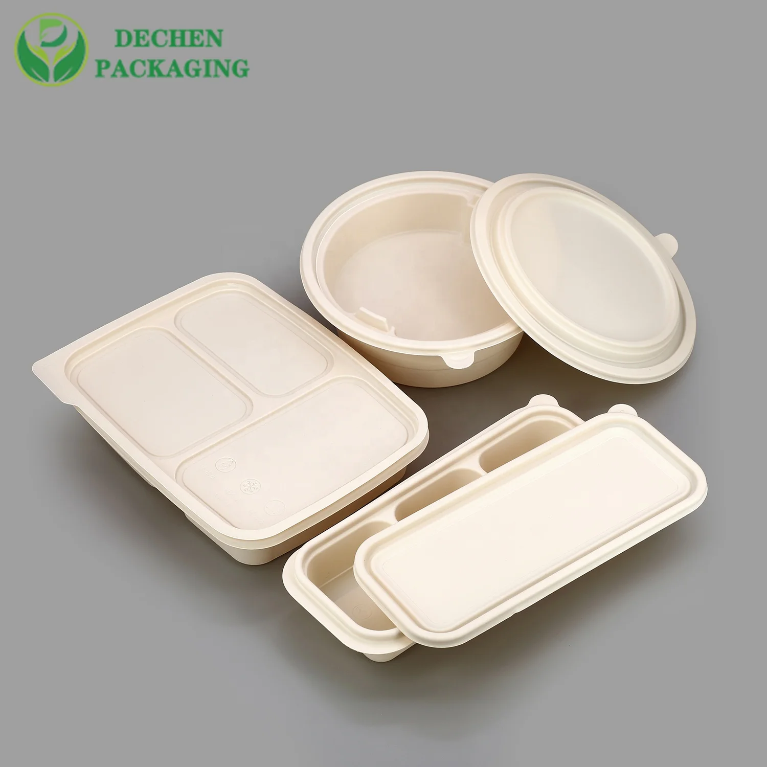 Biodegradable Tray Food Packaging Containers Lid Lunch Box Container Set