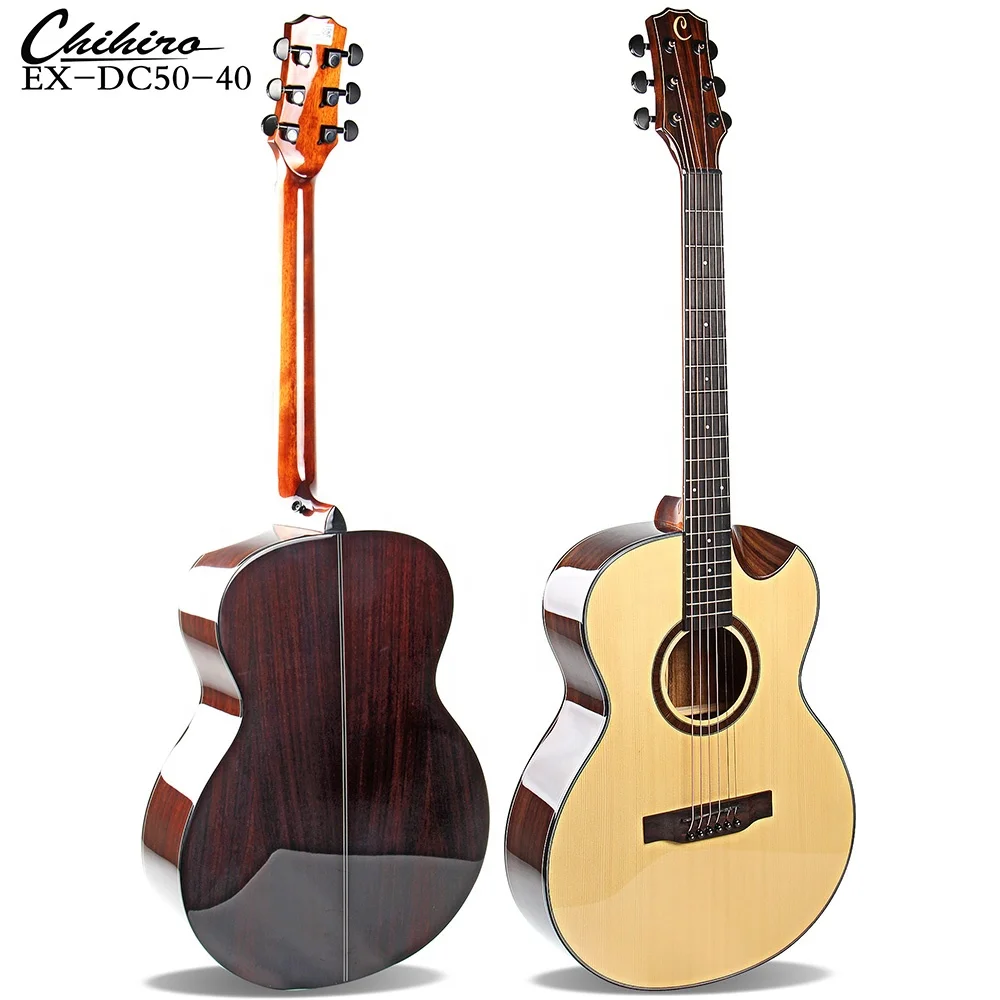 EX-DC50-40   Guangzhou High Grade Solid Wood Chihiro Acoustic Cutaway Guitar Chinese Musical Instrument