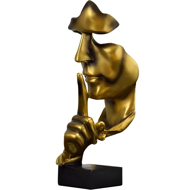 European-style Modern Silence is Gold Abstract Statue Resin Handicraft Ornaments Living Room Office Desktop Porch Ornaments