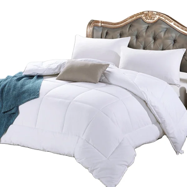 hotel comforter duvet insert white square pattern 225gsm100% microfiber filling quilt queen size