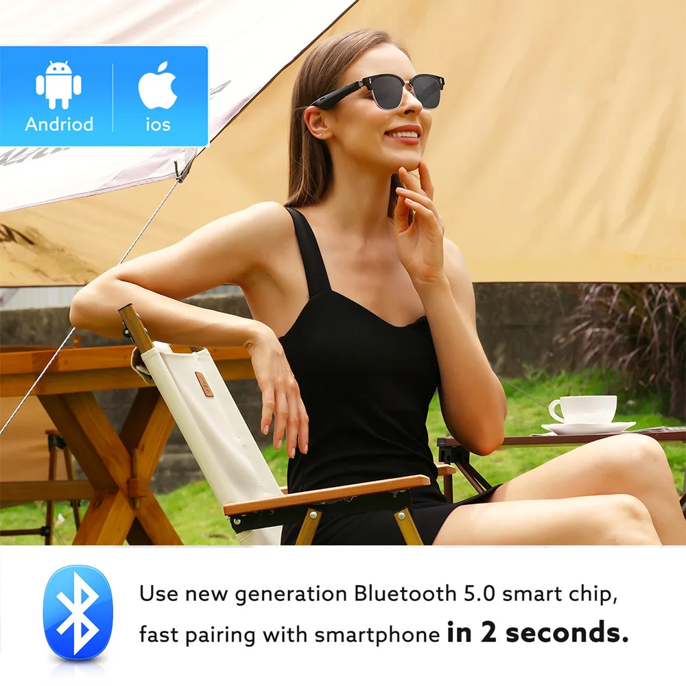 Bone Conduction Wireless Bluetooth Sunglasses Polarized Glasses Lenses audio sport sunglasses