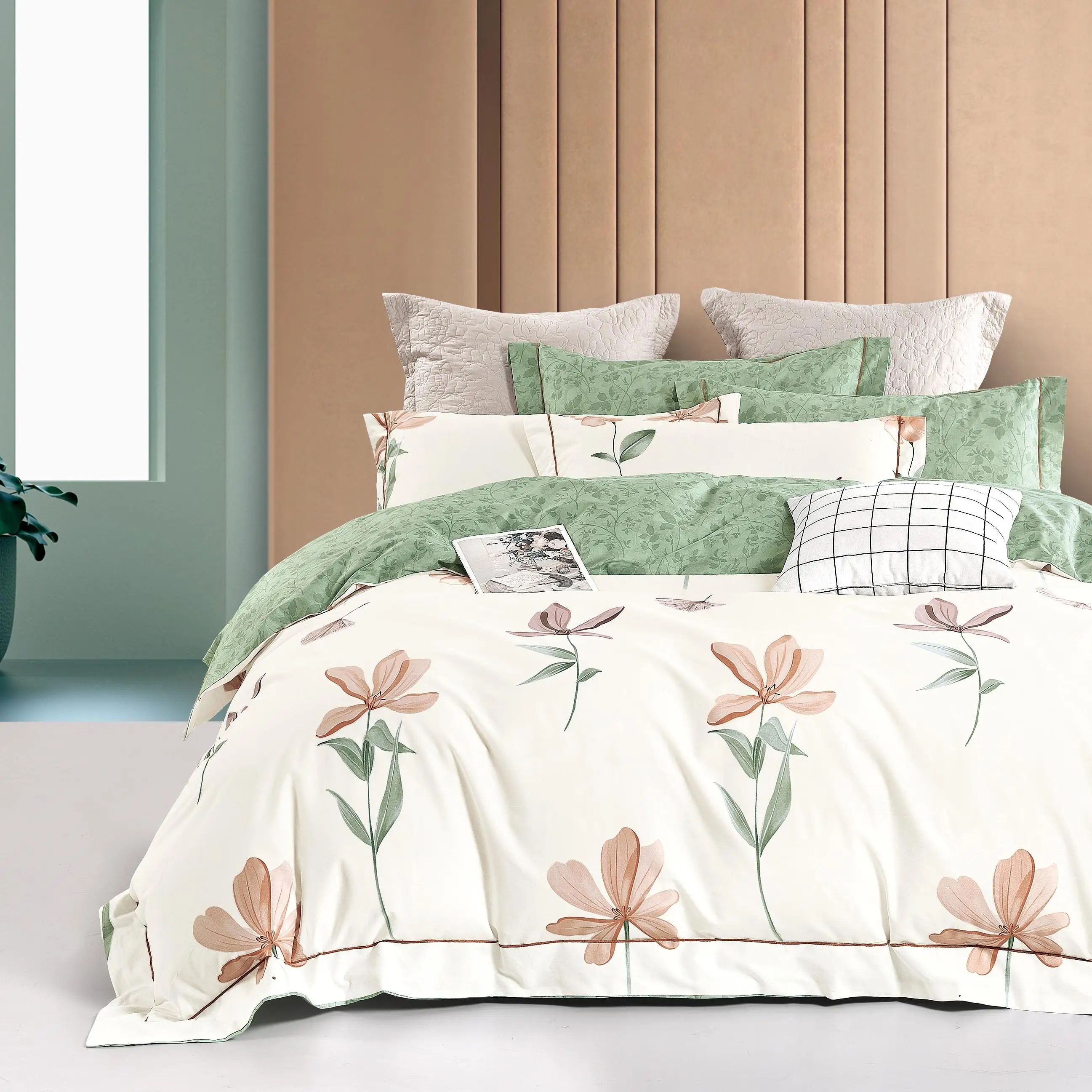 European design combed yarn cotton twill weave fabric 200tc cotton bed sheet set fabric