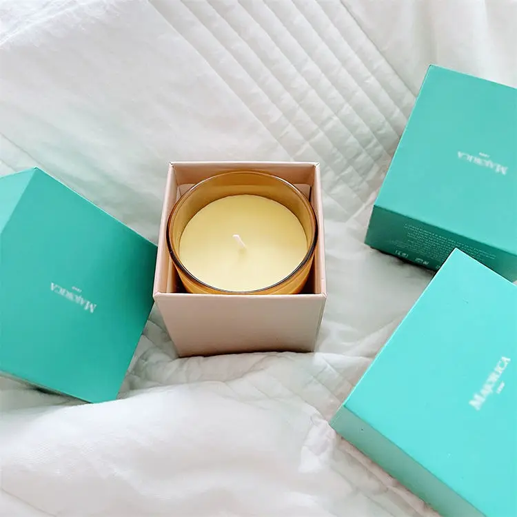 Luxury  Custom Design Color Printing Rigid Cardboard Lid and Base Paper Packaging Boxes for Scented Candles Gift Packaging