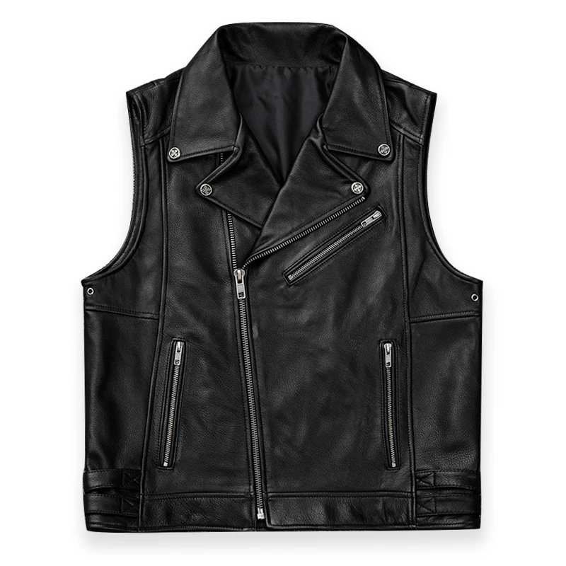 Мужской Байкерский жилет в стиле ретро, мужской мотоциклетный жилет без рукавов в стиле панк, жилет из натуральной кожи