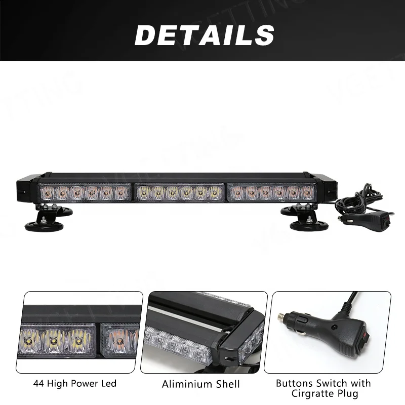 Car Roof Surrounding Traffic Emergency Flashing 42Led Lamp Amber+White Magnetic Warning Strobe Light For Truck Taxi Universal