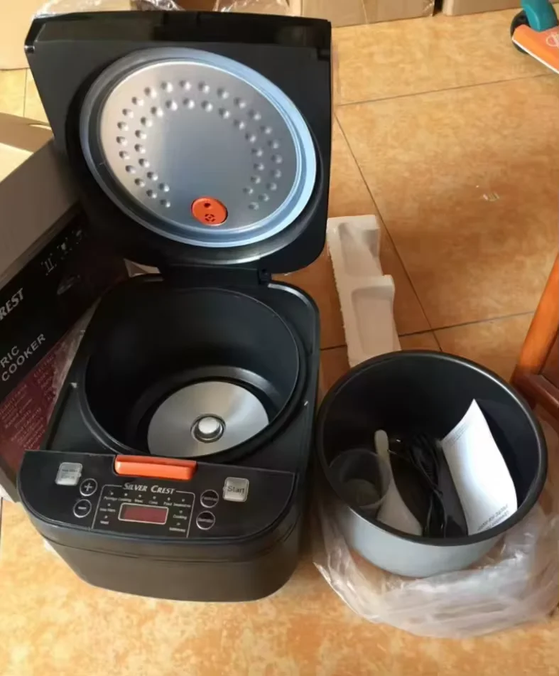 900w Household Super-capacity Rice Cooker Square Baket Silver Plastic Guangdong CREST Multi-function Electric 5L 5 L 220 Oem