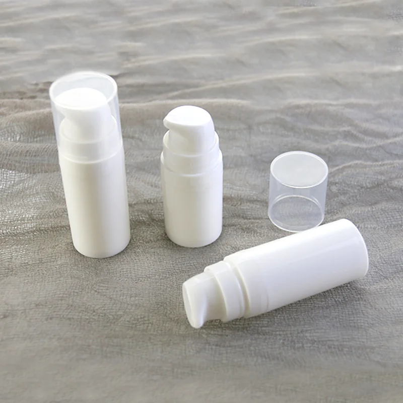 Small 5ml 10ml 15ml White Round Cosmetic Liquid Foundation Airless Vacuum Lotion Pump Plastic Lotion Bottle