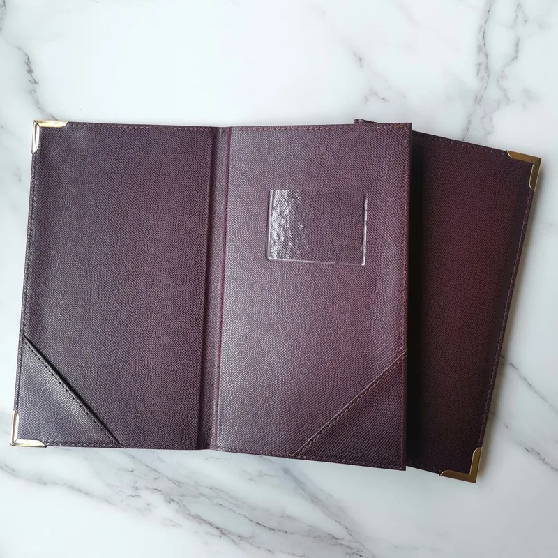 Wholesale Manufacture Bill Folder PU Leather Menu Folder Menu Point Single Clip Cash Holder Check Cheque Holder