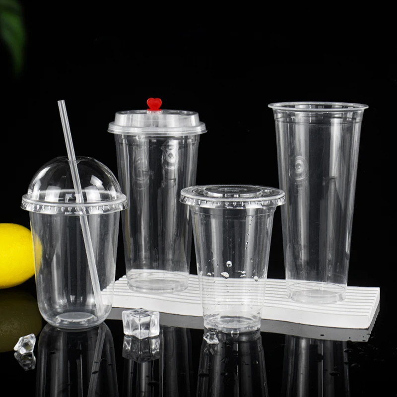 Custom Logo12oz 16oz Recyclable Clear Disposable PP Blister U Shape Bubble Tea Milk Tea 360ml 500ml 700ml Plastic Cup With Lid