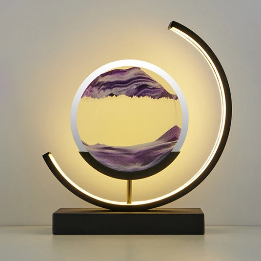 2022 Modern Simple Study Office glass LED Mountain Water Flow Sand Painting lamps