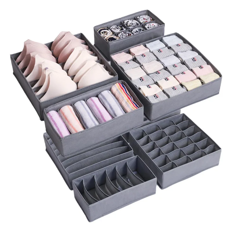 Houseware Closet Divider 4 Set Gray Underwear Organizer Drawer Underwear Storage Box