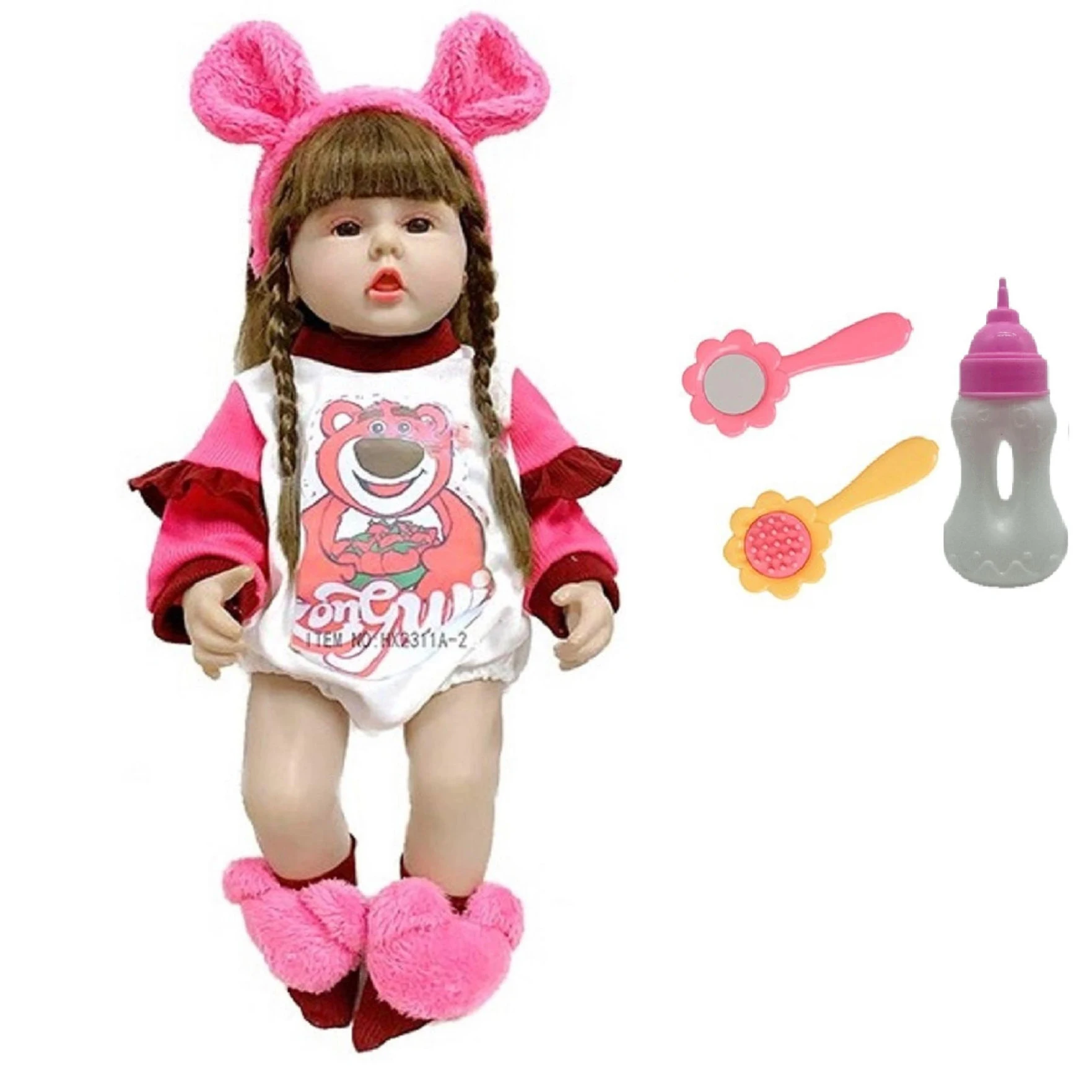 Full Body Vinyl reborn doll Baby Doll with function Crying Laughing  Coughing Realistic 24inch 60cm reborn doll