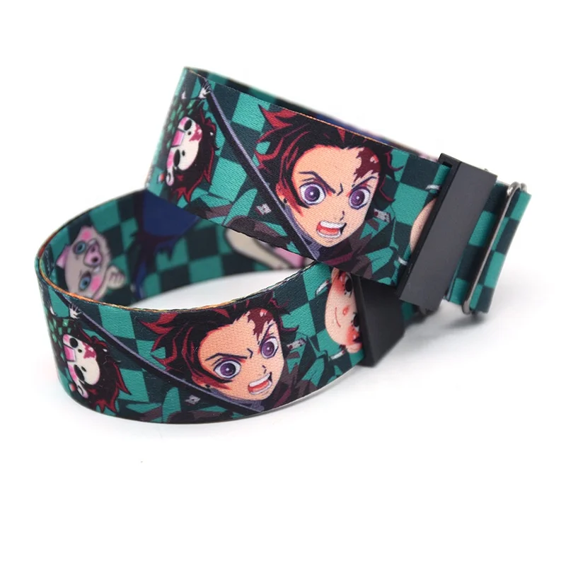 Anime Demon Slayer Adjustable Polyester Wristband Sublimation Fabric Bracelet Fashion Promotional Gift For Kids Adults