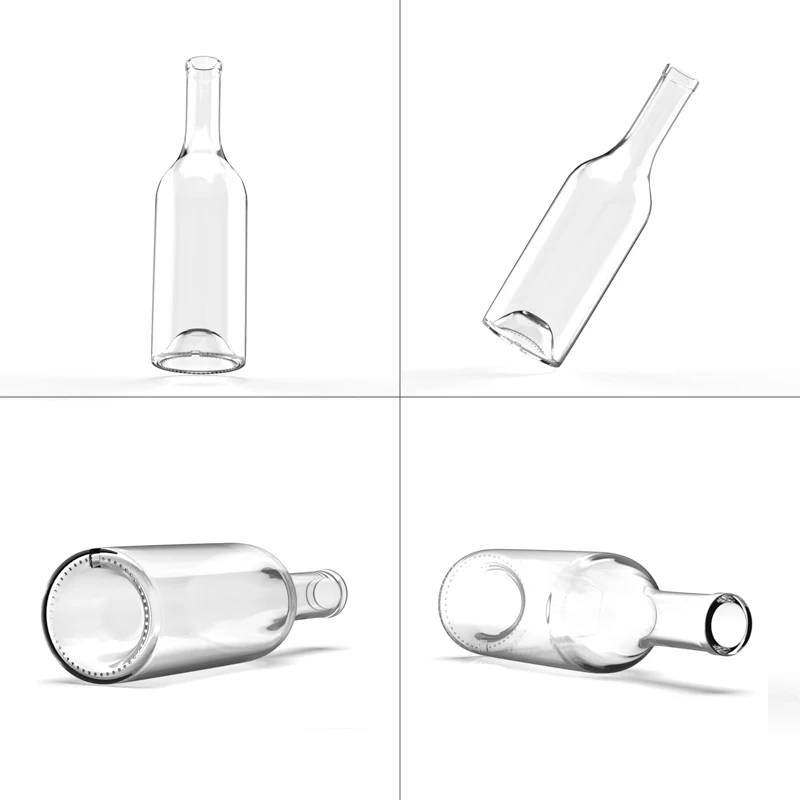 Factory direct sale round convex bottom design transparent glass bottle rum 750ml 500ml brandy bar winery dedicated