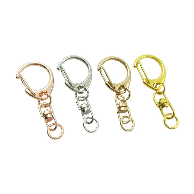 Wholesale key chain accessories Silver/Gold/Rose gold Metal Key Chains C hook KeyRing for DIY decoration chain