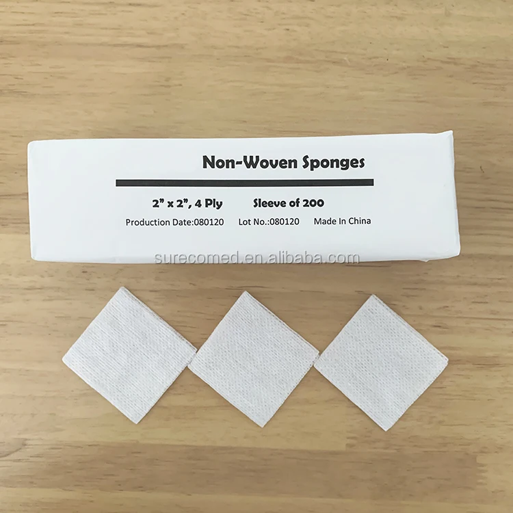 Dental disposable 30g/m2 absorbent mesh non-woven swab 4ply