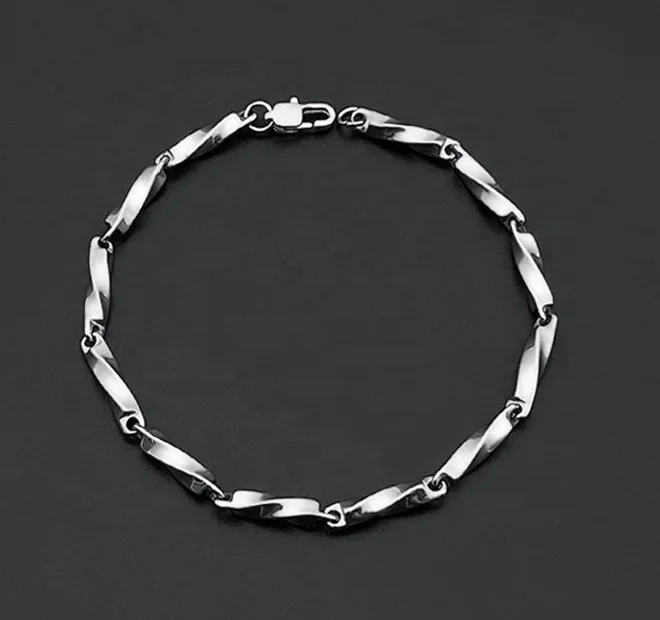 Wholesale Hip Hop Twisted Melon Seeds Bracelet Stainless steel Fashion Simple Cuban Chain Bangle Gift For Men Women Jewelry