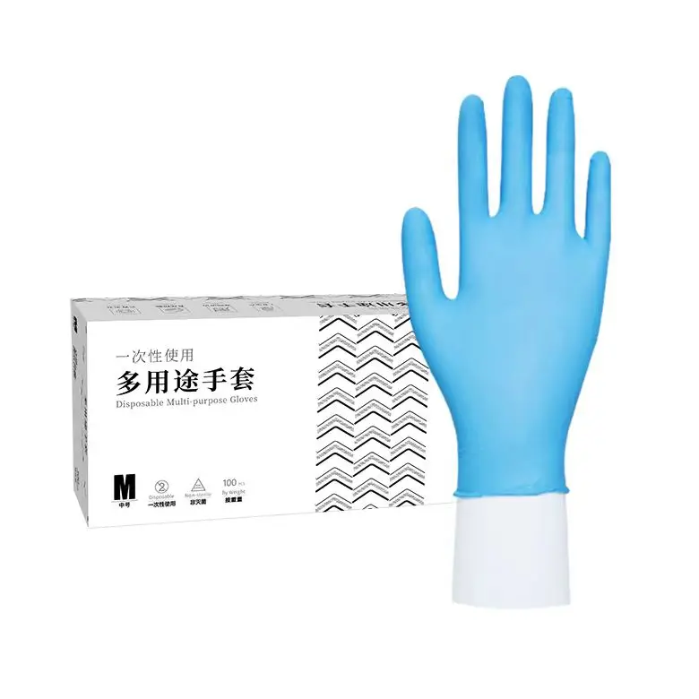 Excellent Quality Disposable Nitrile Gloves Blue Free Powder Nitrile 3.5g for Machinery Maintenance Automotive Repair 100pcs Box