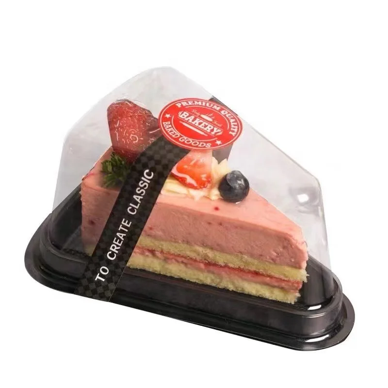 Wholesale food grade disposable clear anti fog triangular cake packing boxes