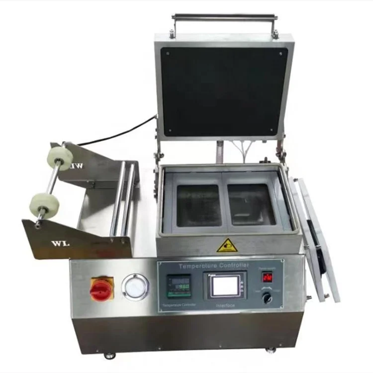 Mini small vacuum seafood body fitting packaging machine vegetables vacuum skin package machinery steak skin packaging machine