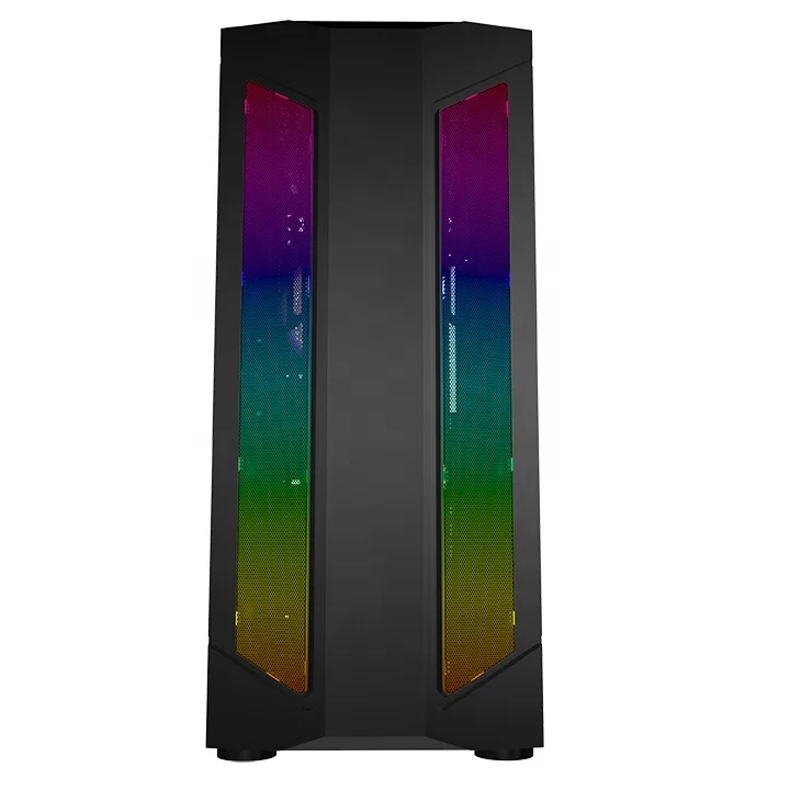Hot Sale Tempered glass with RGB fan PC Case Mid Tower Gaming Case with LED strip