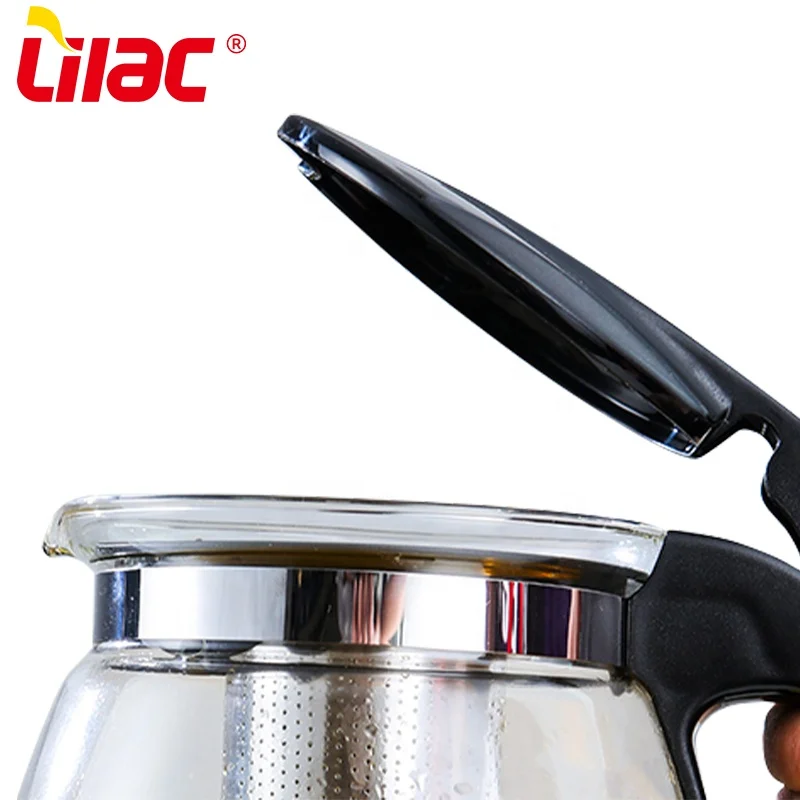 Lilac BSCI SGS LFGB 900ml 1100ml 1500ml glass tea pot heat transfer tea set kongfu glass teapot