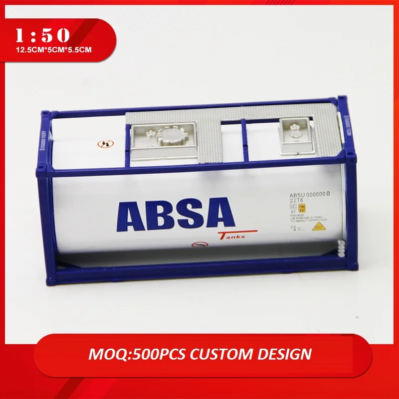 1:50 ABSA High Simulation Alloy Tank Container Model Gas Liquid Oil Car Model Ornaments Diecast Model For Collection