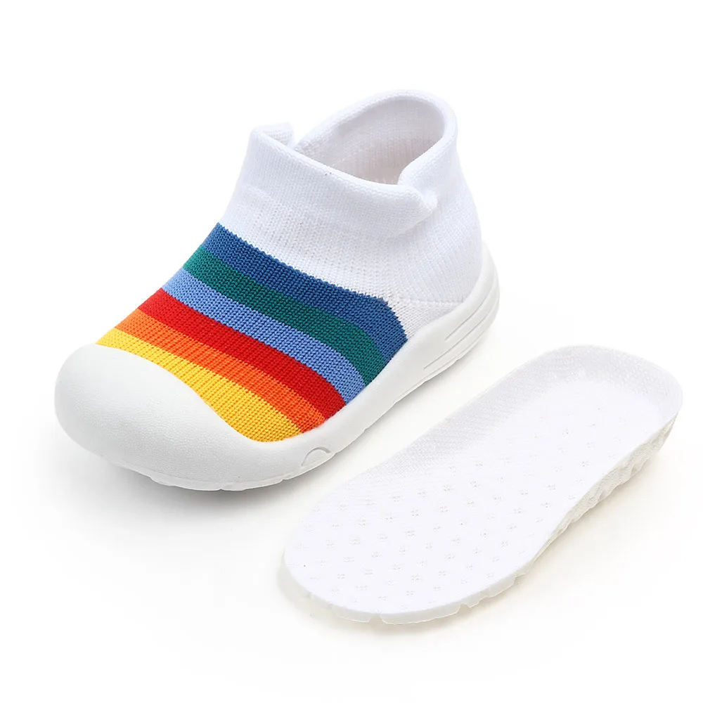 Breathable Toddler Sock Shoes Children Rubber Soles Cotton Baby Sock Shoes Anti-slip Baby Toddler shoes