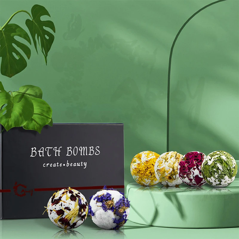 Factory Supply Customizable Skin Cleaning Mineral Herbal Dried Flower Explosion Bomb Bath Ball