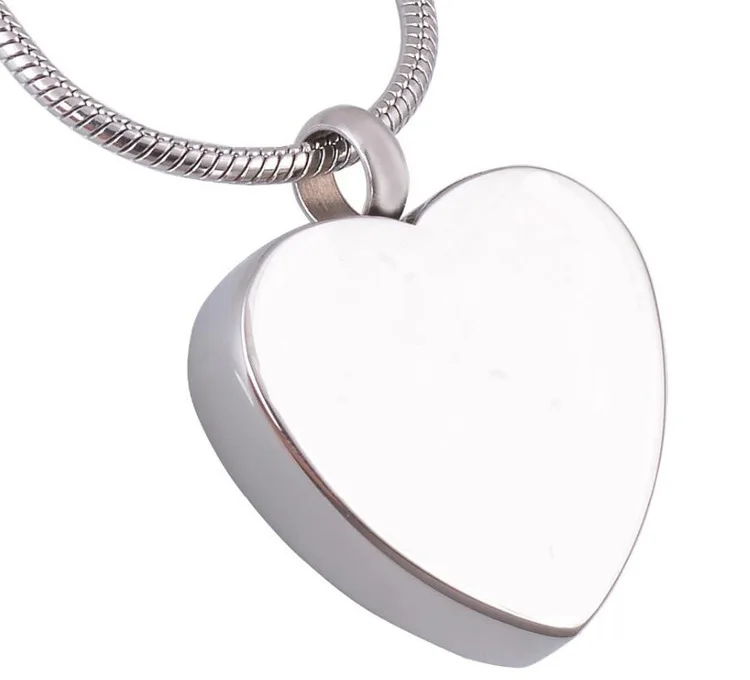 Letterable and Patterned Stainless Steel Glossy Heart Ashes Pendant Always in my heart necklace