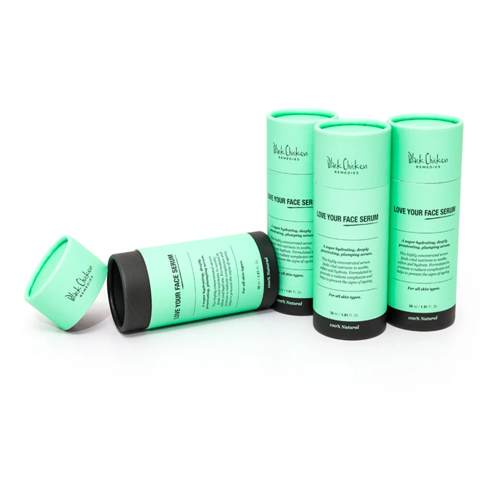 Eco-friendly Cute Design Black Kraft Paper Cosmetic/Candy/Face Oil/Shampoo Sustainable Paper Tube Packaging Box