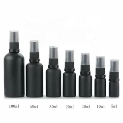 cosmetic bottle sprayer 15 ml 30 ml 50 ml 100 ml matte black glass bottle with 18/415 plastic pump