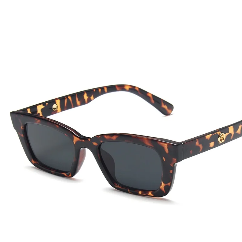 New trendy vintage small square frame metal hinge shine black internet celebrity woman sunglasses