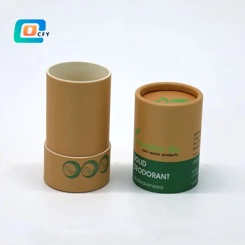 Custom Brand Design Round Paper Box Biodegradable Packaging Box Kraft Cardboard Lip Balm Paper Jar