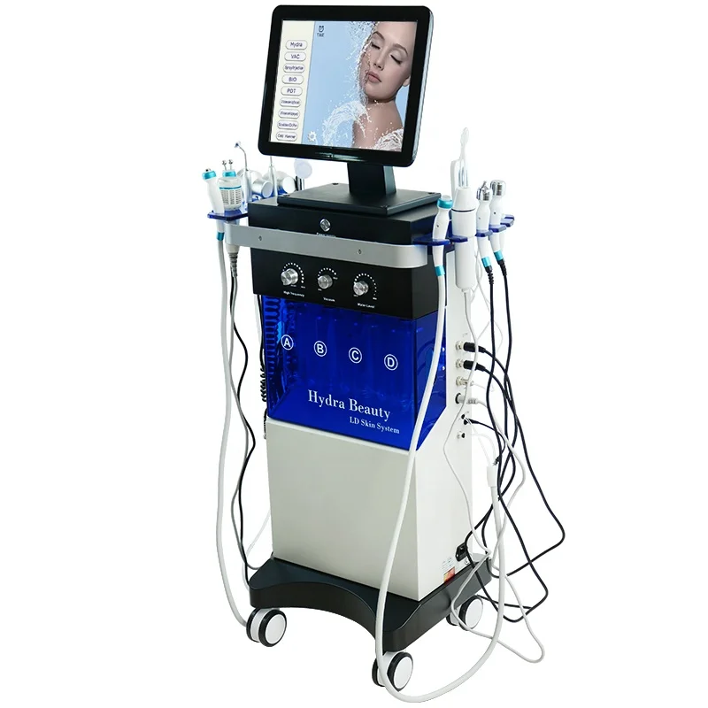 High quality 14 in 1 vertical hydrogen dermabrasion oxygen jet peel multifunctional skin care machine